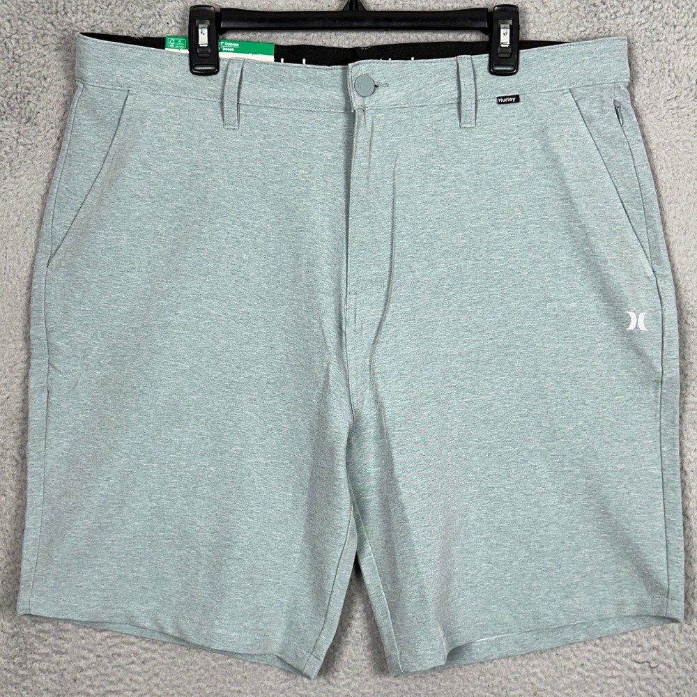 NEW Hurley Hybrid Walkshort Men 38 Regular Fit Light Green Heather Chino Stretch